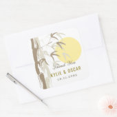 Oriental Sunrise Bamboo Garden Zen Yellow Wedding Vierkante Sticker (Envelop)