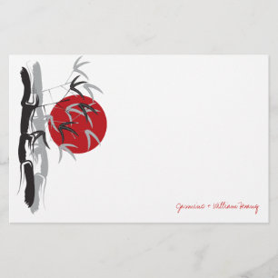 Oriental Sunrise Zen Bamboo Garden Asian Wedding Briefpapier