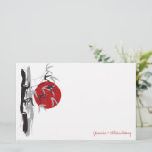Oriental Sunrise Zen Bamboo Garden Asian Wedding Briefpapier (Staand voorkant)