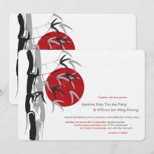 Oriental Sunrise Zen Bamboo Garden Asian Wedding Kaart