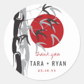 Oriental Sunrise Zen Bamboo Garden Asian Wedding Ronde Sticker (Voorkant)