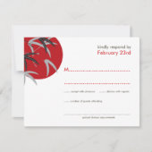 Oriental Sunrise Zen Bamboo Garden Asian Wedding RSVP Kaartje (Voorkant)