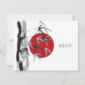 Oriental Sunrise Zen Bamboo Garden Asian Wedding RSVP Kaartje (Achterkant)