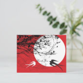 Oriental Swallows in Moonlight Asian Zen Dank je Briefkaart (Staand voorkant)
