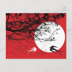 Oriental Swallows in Moonlight Briefkaart