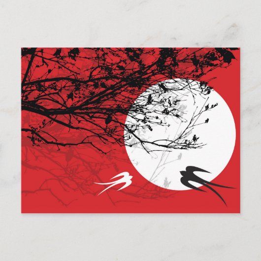 Oriental Swallows in Moonlight Briefkaart (Voorkant)