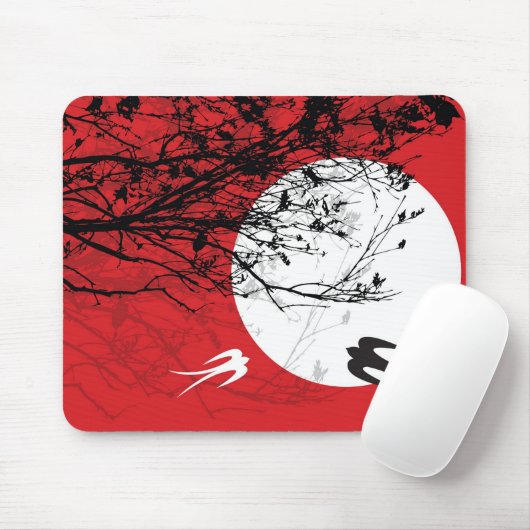 Oriental Swallows in Moonlight Mousepad Muismat (Met muis)