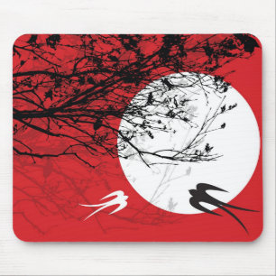 Oriental Swallows in Moonlight Mousepad Muismat