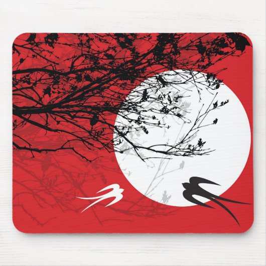 Oriental Swallows in Moonlight Mousepad Muismat (Voorkant)