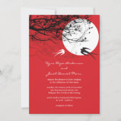Oriental Swallows Moonlight Asian Wedding Invite Kaart (Voorkant)