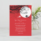 Oriental Swallows Moonlight Asian Wedding Invite Kaart (Staand voorkant)