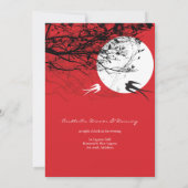 Oriental Swallows Moonlight Asian Wedding Invite Kaart (Achterkant)