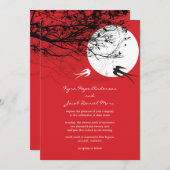 Oriental Swallows Moonlight Asian Wedding Invite Kaart (Voorkant / Achterkant)