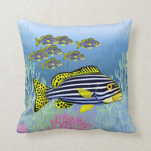 Oriental Sweetlips reef Fish Pillow Kussen