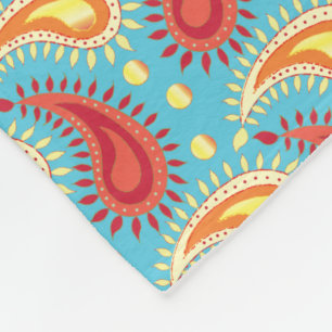 Oriental Turquoise Oranje Persian Paisley Pattern Fleece Deken