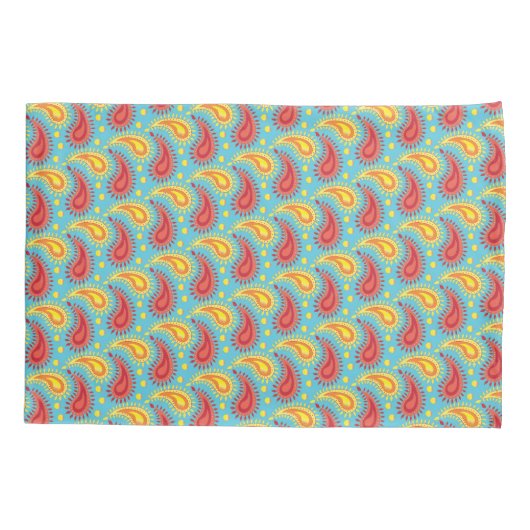 Oriental Turquoise Oranje Persian Paisley Pattern Kussensloop (Achterkant)