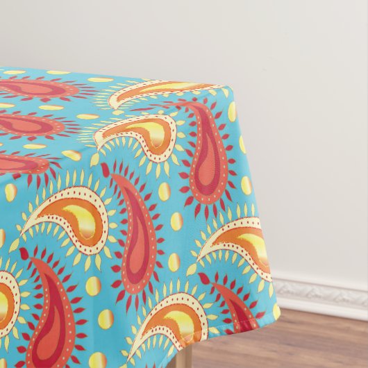 Oriental Turquoise Oranje Persian Paisley Pattern Tafelkleed (Voorbeeld)