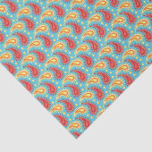 Oriental Turquoise Oranje Persian Paisley Pattern Tissuepapier (Detail)