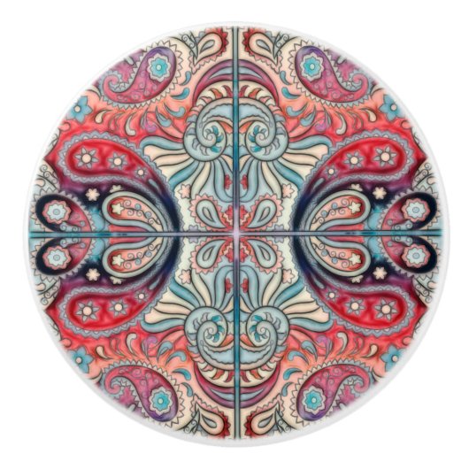 Oriental Waterverf Patroon II + uw ideeën Keramische Knop (Voorkant)