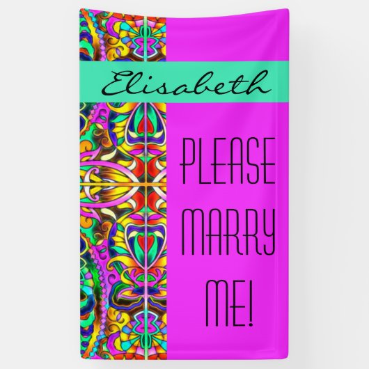 Oriental Waterverf Patroon III + uw ideeën Spandoek (Verticaal)