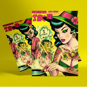 Oriental Witch Retro Comics Briefkaart