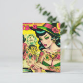 Oriental Witch Retro Comics Briefkaart (Staand voorkant)