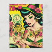 Oriental Witch Retro Comics Briefkaart (Voorkant)