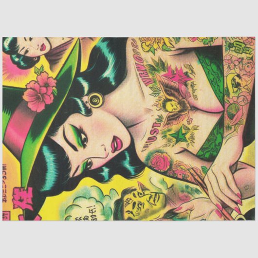 Oriental Witch Retro Comics Tissuepapier (Voorkant)