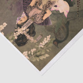 Oriental Woman Pheasant Peony Portrait Tissuepapier (Detail)