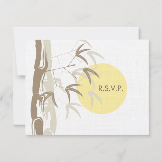 Oriental Yellow Sunrise Bamboo Zen RSVP-kaart RSVP Kaartje (Achterkant)