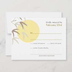 Oriental Yellow Sunrise Bamboo Zen RSVP-kaart RSVP Kaartje