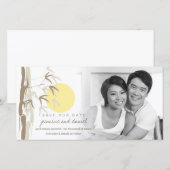 Oriental Yellow Sunrise Bamboo Zen Save the Date (Voorkant / Achterkant)