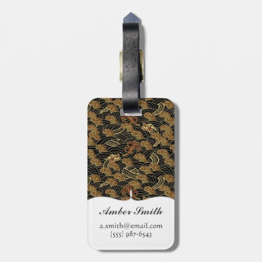 Oriental Zee Dragon Pattern Bagagelabel (Achterkant verticaal)