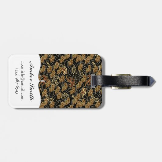 Oriental Zee Dragon Pattern Bagagelabel (Achterkant horizontaal)
