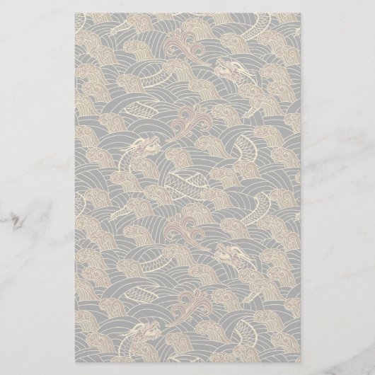 Oriental Zee Dragon Pattern Briefpapier (Voorkant)
