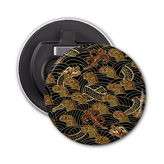 Oriental Zee Dragon Pattern Button Flesopener (Voorkant)