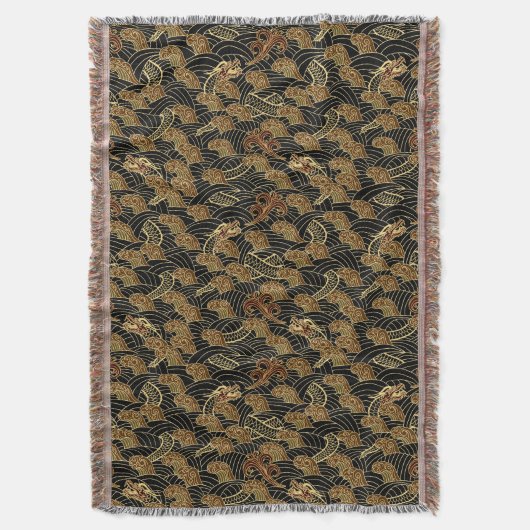 Oriental Zee Dragon Pattern Deken (Voorkant Verticaal)