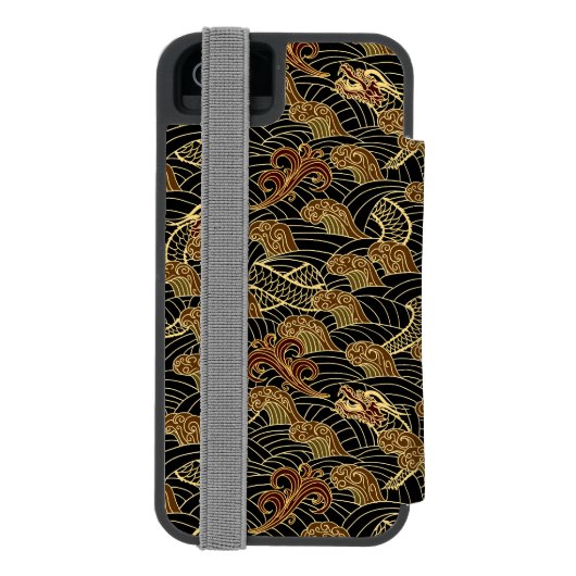 Oriental Zee Dragon Pattern Incipio iPhone Portemonnee Hoesje (Agenda Achterkant)