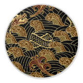 Oriental Zee Dragon Pattern Keramische Knop (Voorkant)