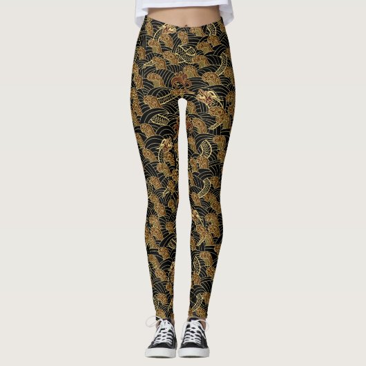 Oriental Zee Dragon Pattern Leggings (Voorkant)