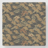 Oriental Zee Dragon Pattern Stenen Onderzetter (Voorkant)