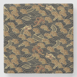 Oriental Zee Dragon Pattern Stenen Onderzetter