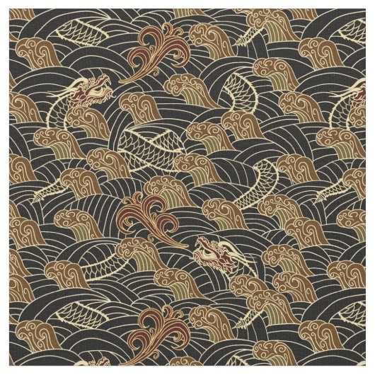 Oriental Zee Dragon Pattern Stof (Close Up)