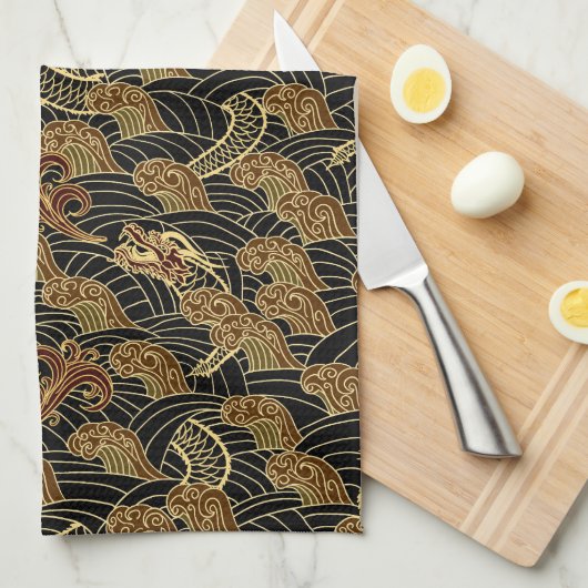 Oriental Zee Dragon Pattern Theedoek (Quarter Fold)