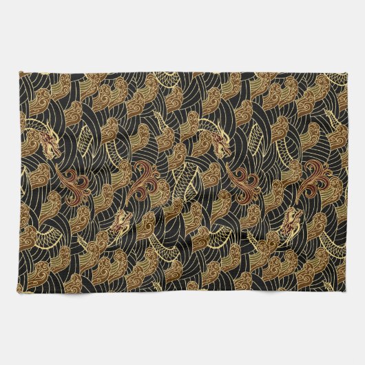 Oriental Zee Dragon Pattern Theedoek (Horizontaal)