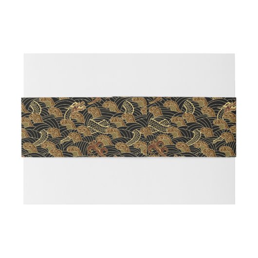 Oriental Zee Dragon Pattern Uitnodigingen Wikkel (Achterkant Voorbeeld)