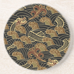 Oriental Zee Dragon Pattern Zandsteen Onderzetter