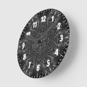 Oriental Zen Mandala Black en white Ronde Klok (Hoek)