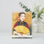 Orientale chinese dame levendig mooi portret briefkaart (Staand voorkant)