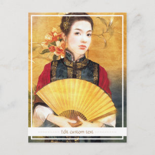 Orientale chinese dame levendig mooi portret briefkaart